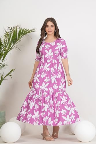 Image of Kuruti B Sheets Women's Cotton Floral Printed Regular Fit Anarkali Kurta for Women
