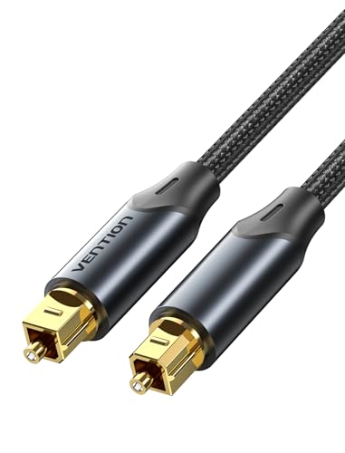 VENTION Optical Audio Cable 1m Digital Optical Audio Cable Toslink Optical Cable for Soundbar to Tv, Optical Lead Gold-Plated for Home Cinema, S/PDIF, PS4, Xbox, Stereo System - Black