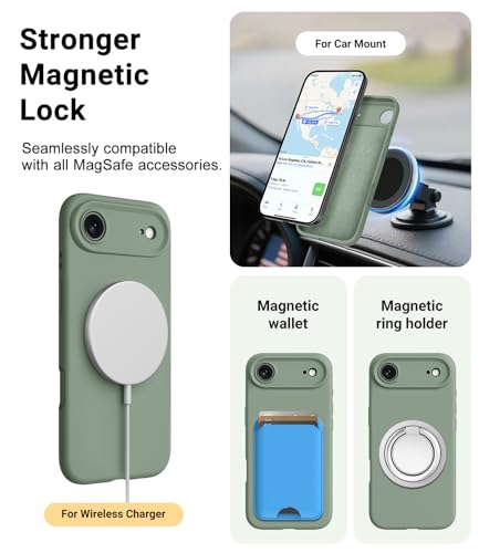 Coque iPhone 17 silicone Magsafe antichoc vert calke OTOFLY - 6