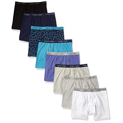 Calvin Klein Boys Underwear 8 Pack Boxer Briefs-Basics Value, Mixed Pack, Large