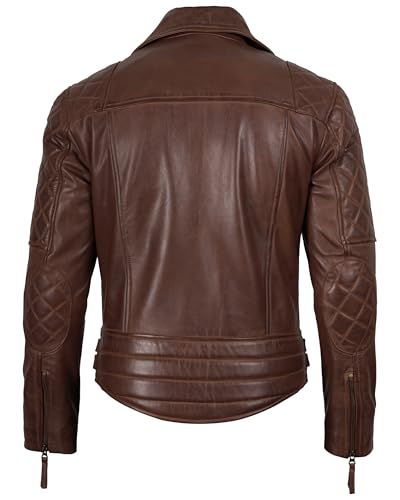 Image of Decrum Mens Leather Jacket - Real Lambskin Asymmetrical Casual Leather Jackets for Men