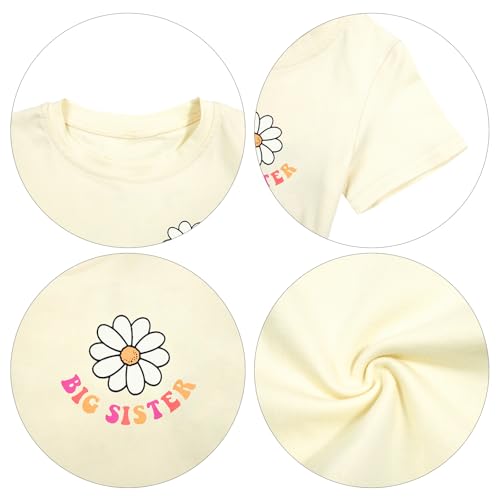 Image of LOTUCY Big Sister Shirt for Toddler Girls Cool Big Sis Club Tshirt Promoted to Big Sister Announcement Outfits