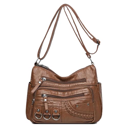 ModaZeal Bolso cruzado casual con múltiples bolsillos para mujer, de piel suave, bolsa de hombro para mujer, bolsa de viaje, bolso de mensajero para compras, senderismo, uso diario, #132 Marrón