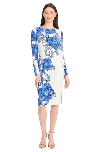 Image of Maggy London Womens Long Sleeve Floral Printed SheathCocktail Dress
