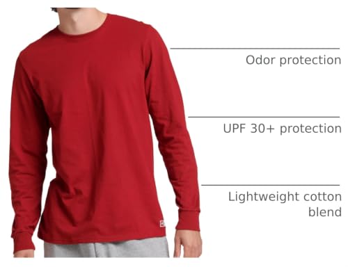 Image of Russell Athletic Men's Dri-Power Long Sleeve Tees, Moisture Wicking, Odor Protection, UPF 30+