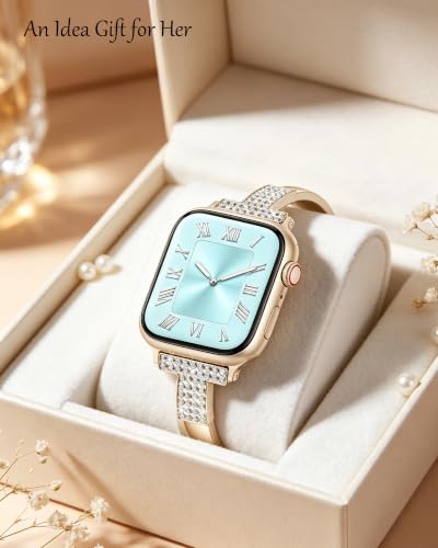 Image of VISOOM Starlight Apple Watch Bands Iwatch Bracelet for Women 42 /44 /45 /46mm, Jewelry Metal T-Shaped Band for Dressy Apple Watch Series SE 11 /10 /9 /8 /7~1 Band Thin Slim Fancy Bling Women On Daily /Gift