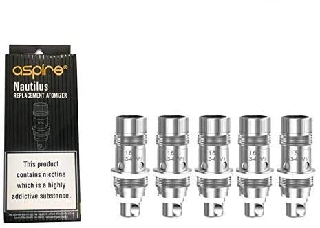 Aspire Nautilus coils 1.6 ohm 5 Pcs Compatible with Aspire Nautilus, Nautilus Mini, Nautilus 2, Nautilus 2S adn K3 Tank, Nautilus Nano tank, Nautilus 3 tank, Nautilus 3s tank - No Nicotine