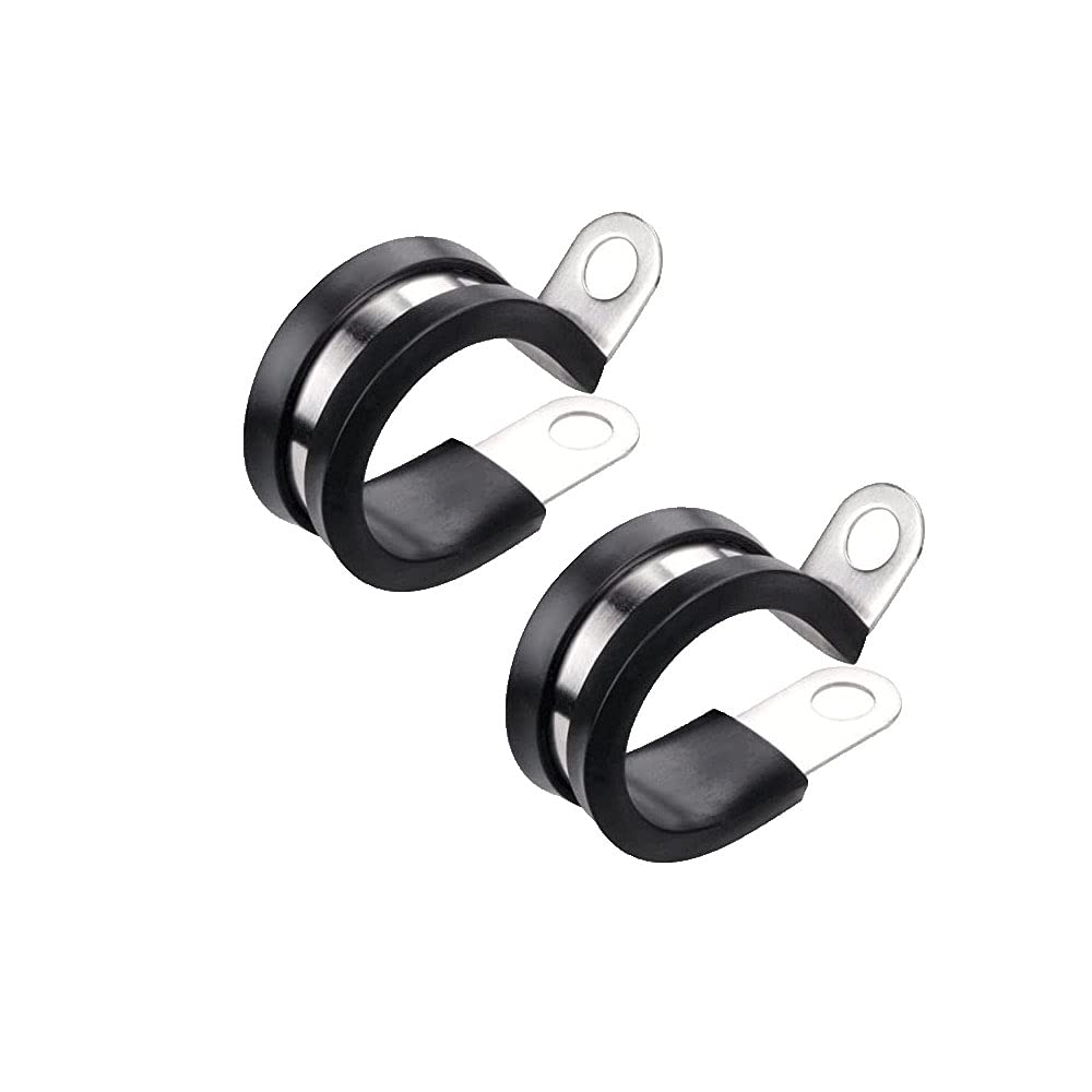 Sgc Black 2X Rubber Lined P Clips Zinc Plated Hose Pipe Clamp Mild Steel (13Mm)