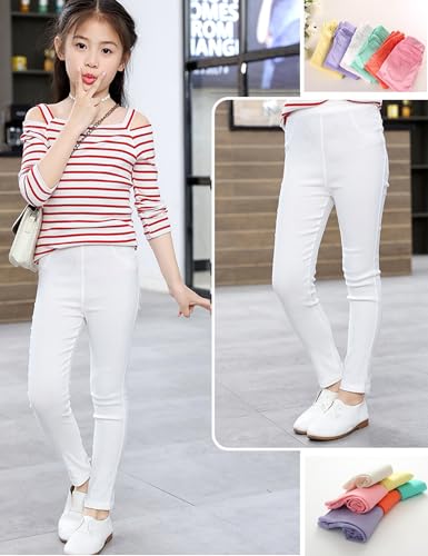 Kiench Girls Leggings with Pockets Knit School Jeggings Pants4