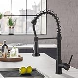 SUGU Küchenarmatur Mit Brause Ausziehbar Mischbatterien Für Küche Wasserhahn Küche Schwarz Einhandmischer Küchenarmatur 360°Schwenkbereich Wasserhahn Verstellbarer Sprühkopf Frühling Tülle