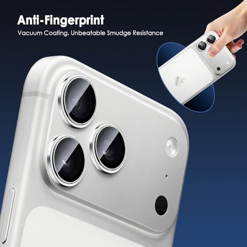 Image of Camera Lens Protector Compatible with iPhone 17 Pro / 17 Pro Max - 9H Tempered Glass Lens Guard, HD Clear, Anti-Scratch, Anti-Drop Camera Protection Ring White