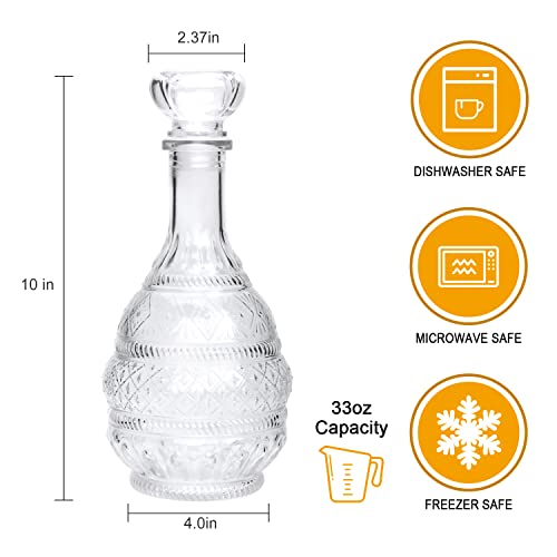 Cadamada 33 Oz Glass Decanter,Whiskey Glasses Bottle with Sealing Stopper, Delicate Decanter Set-for Tequila, Brandy, Scotch and Vodka, Gift Giving, Bar and Party Decoration (3pcs) - Thumbnail 2
