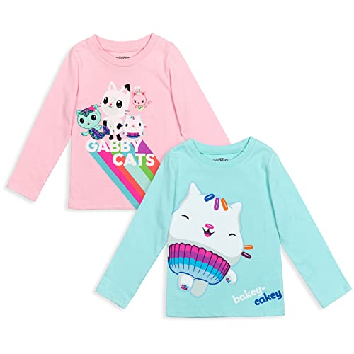 DREAMWORKS GABBY'S DOLLHOUSE MerCat Cakey Cat Kitty Fairy Pandy Paws Girls 2 Pack T-Shirts Toddler to Little Kid