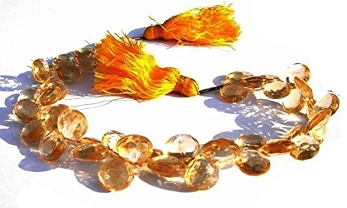 Citrine naturelle facettée 8-10mm fil de perles cœurs briolettes