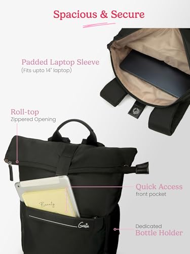 Image of Genie Rogue Laptop Backpack for Girls (27L) | Spacious Office, College & Travel Laptop Backpack | Padded Laptop Sleeve | Black