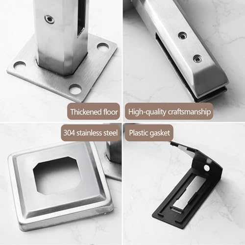 Abrazaderas para barandillas de acero inoxidable 304, diseño sin orificios, plata, 2 piezas 5