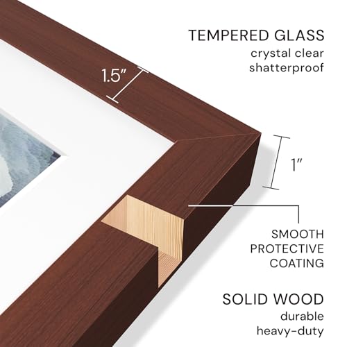 Frame Amo 16x20 Solid Wood Poster Frame Walnut Brown, White Multi Mat for 11x14 and 12x16 Image, Tempered Glass Front, 1.5 inch Wide, 1 inch Thick, High-End, Heavy-Duty, Gallery Grade & Acid-Free by Frame Amo - Image 5