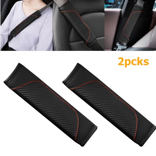 Image of Osilly 2PCS Car Seat Belt Cover, Carbon Fiber Seatbelt Shoulder Protection, Soft Car Seat Belt Strap Cushion Protect Your Neck and Shoulder, Car Accessories Seat Belt Pad for Car Truck (Black)