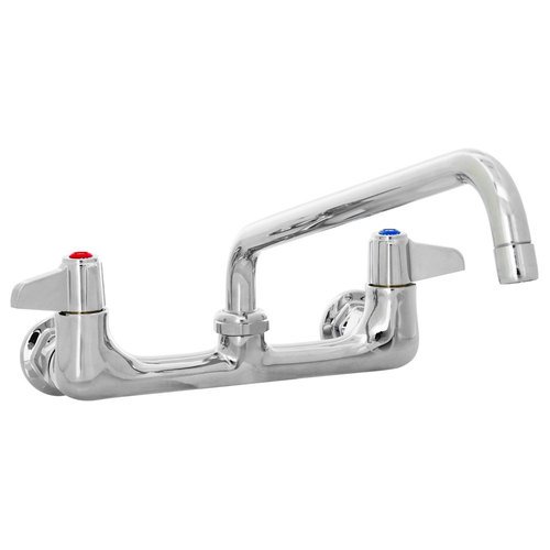 T&S Brass 5F-8WLS12 Wall Mount Faucet, 12" Swing Nozzle, Lever Handles and Inlet Supply Kit, 8"