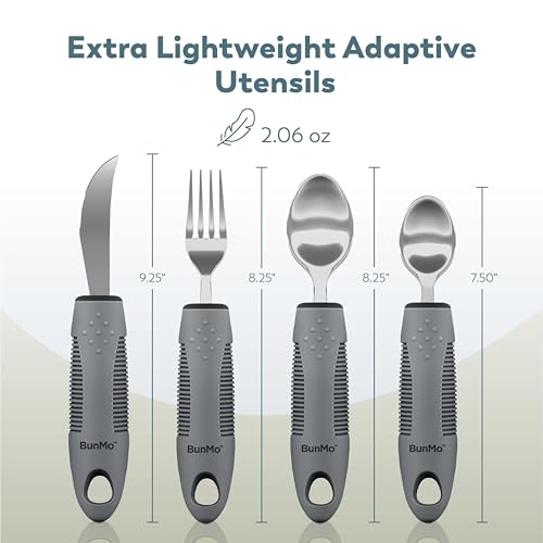 image for BUNMO Utensils for Elderly, Arthritis, Weak Hand Grip, Tremors & Handi