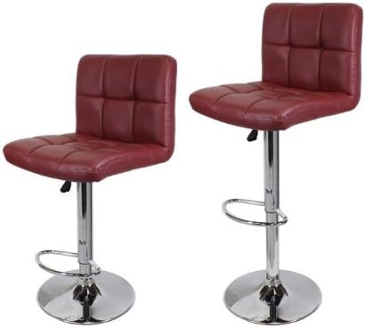 TMS® 2 Synthetic Leather Modern Design Adjustable Swivel Barstools Hydraulic Bar Stool (Merlot)