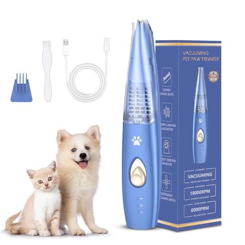 [Neues Upgrade] Brifit Pfotentrimmer für Hunde mit Haar Saugfunktion, 2-Gang Leise Schermaschine Hund, USB Aufladbar Hundeschermaschine für Pfoten, Ohren, Augen, Gesicht, Keine Fliegenden Haare