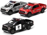 KiNSMART 2022 Ford F-150 Raptor SetOf3 1:78 Scale 3 Inch Police, Fire & Rescue