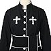 Priest Costume Pastor Robe Roman Cassock with Stand Collar White/Black 3Pcs Clergy Robe Stole and Cross Necklace (Black-2Pcs, Medium)