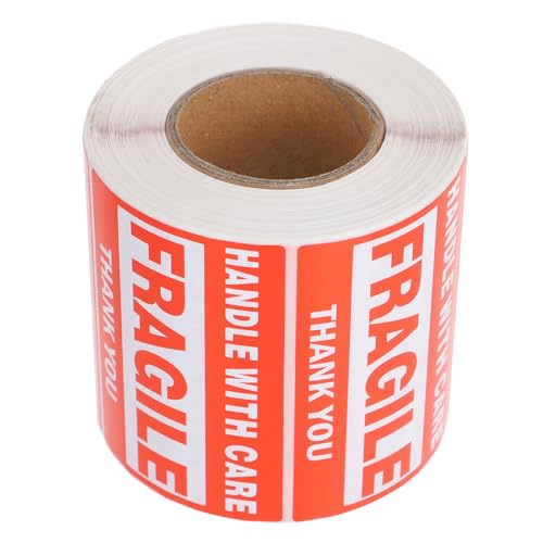 SHOWERORO 1Roll Fragile Warning Stickers Labels Shipping Handling Caution Labels Adhesive Packing Fragile Decals for