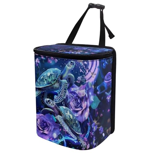 Image of DISNIMO Hawaiian Sea Turtle Car Trash Can Bin with Lid Cute Car Garbage Can Leakproof Mini Car Accessories Trash Bin Car Dustbin Organizer Container for Car Office Home