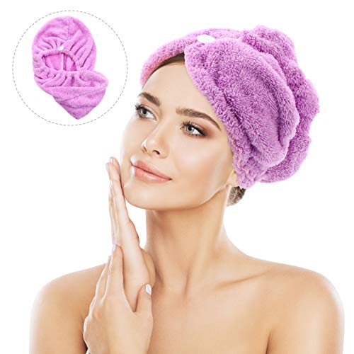 PIXNOR Touca de Toalha de Secagem de Cabelo Com Botões Elástico Absorvente de Toalha de Cabelo Envol
