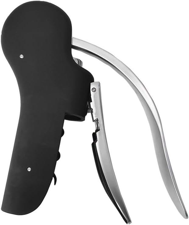 Premium Lever Wine Opener, Vertical Manual Corkscrew with Ergonomic Handle, Heavy Duty Quick Wine Bottle Opener, Perfect Wine Accessories Gift Set for Wine Lovers, Black