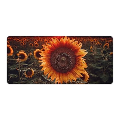 Tapis de souris XXL antidérapant et lavable motif tournesol jaune