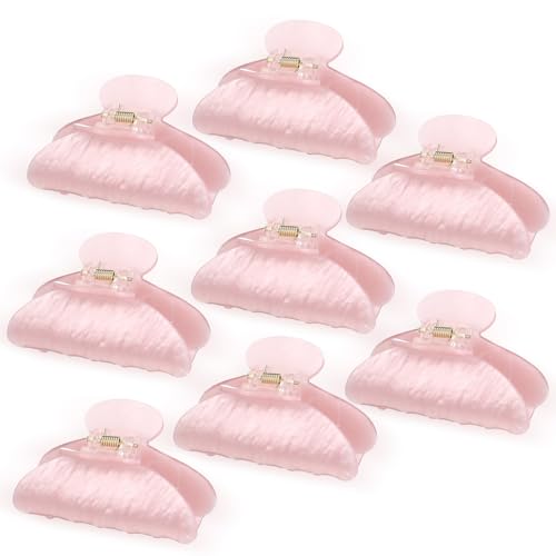 Yuxung 8 Pcs Large Acrylic Hair Claw Clips Bulk Cute Women Non Slip Strong Hold for Thick Thin Hair French Clamps Gifts Claw Clips Decorating Kit Decorate Accessories (French Pink)
