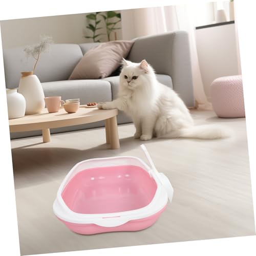 Arenero semi cerrado para gatos Toddmomy color rosa miniatura 4