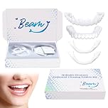 Full Denture Set Soft & Safe Moldable False Teeth Set with Retainer Cleaner Tablets Full Mouth Dentures for No Teeth Temporary Tooth Repair Kit for Women Men (Top & Bottom)