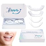 Full Denture Set, Soft & Safe Moldable False Teeth Set with Retainer Cleaner Tablets, Full Mouth Dentures for No Teeth, Temporary Tooth Repair Kit for Women Men
