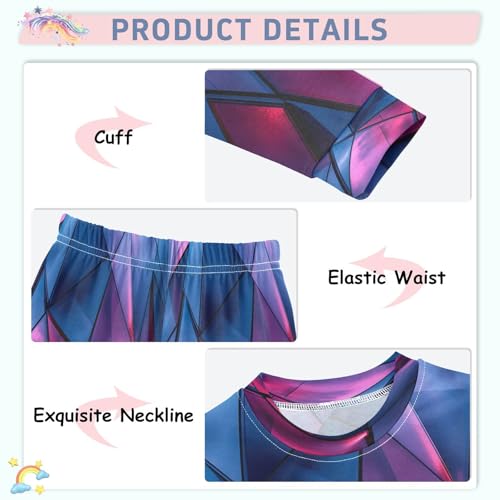 Pajama Sets Long Sleeve Blue Geometric Triangles Soft Comfy Sleepwear 2 Piece PJS 3-8T4