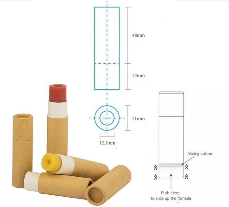 50pcs Kraft Paper Push Up Tubes Cardboard Cosmetic Cylindrical Packaging(White,0.18OZ 5g)