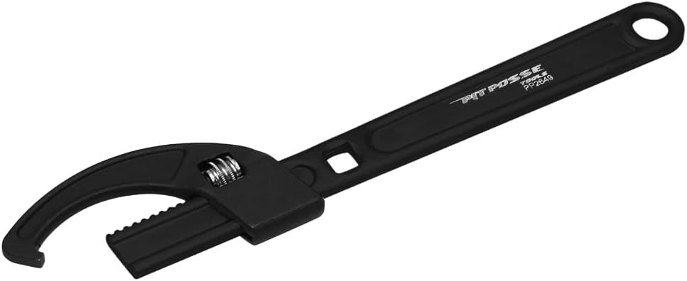 Pit Posse PP2649 Adjustable Steering Stem/Spanner/Castle Nut Wrench with 3/8 Drive Cutout for a Torque Wrench - Fits Most Bikes Range 22-70mm - Made of Steel - Automotive Tools