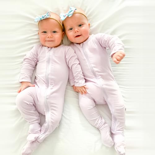 Image of Bamboo Little Soft Baby Footie Pajamas, Baby Clothes, Newborn Sleepers, 95% Viscose and 5% Spandex, 0-24 Months