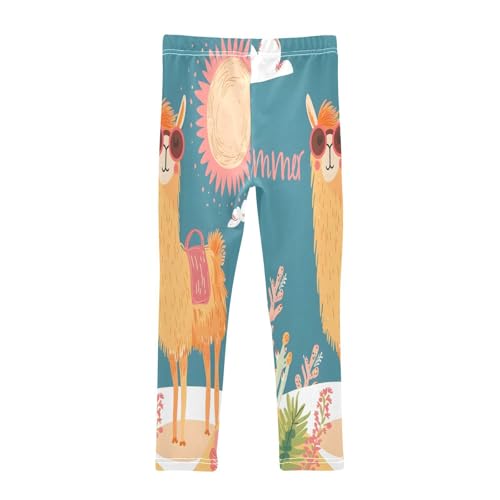 Bolaz Toddler Girls Leggings Printed Yoga Pants Leggings Cute Yellow Llama for Kids2