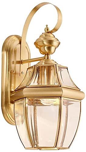 Olskfuh Light Wall Lamp American All-Copper Outdoor Waterproof Glass Wall Sconce Ing Fixture Ing Garage Porch Garden Wall S, Ing Wall Mounted,
