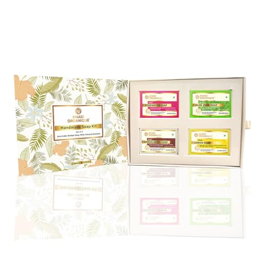 Image of Khadi Organique Natural & Herbal Handmade Soap Kit Set of 4 With Natural Extracts - 400 gm