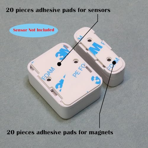 Image of Replacement Adhesive for SimpliSafe Alarm Entry Sensors and Magnets - 20 Pre-Cut Adhesives for Sensors & 20 for Magnets - No Cutting Needed, Easy to Install - Secure & Durable Hold