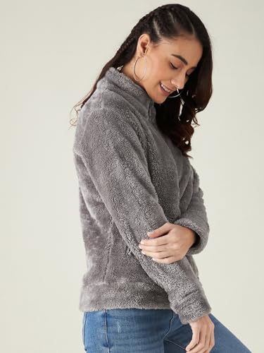 Image of Modeve Women Solid Full Sleeve Fur Standard Length Jacket For Winter