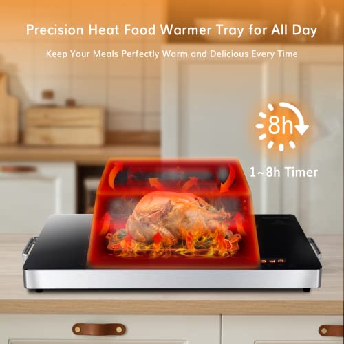 Octavo Electric Warming Tray, Tempered Glass Top Food Warmer Plate, Food Warming Tray With Timer Function, Electric Food Hot Plate Catering Dish For Parties, Banquets, Wedding, Catering, Buffet #TOP2