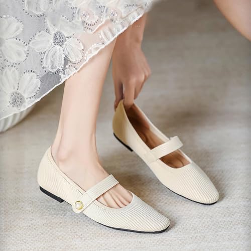 Knit Flats for Women Square Toe Ballet Flats with Strap Washable Women Dressy Ballet Mary Jane Shoes Arch Support4