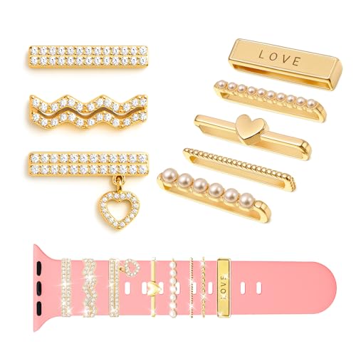 kelav Charms Uhrbänder 8 Stück, Uhrenarmband Charms Armband, Silikon Band Dekorative Zubehör, Universalarmbänder geeignet für Apple Watch, Damen und Mädchen (Ohne Armband)