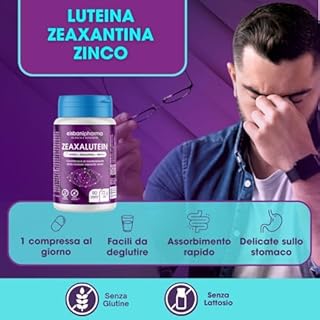 CISBANI PHARMA Luteina e Zeaxantina ad Alto Dosaggio, Integratore Occhi Vista Antiossidante da 800mg (Scorta per 6 mesi) con Mirtillo Nero e Rosso, Zinco, Vitamine A, B2, E - Zeaxalutein 180 Compresse